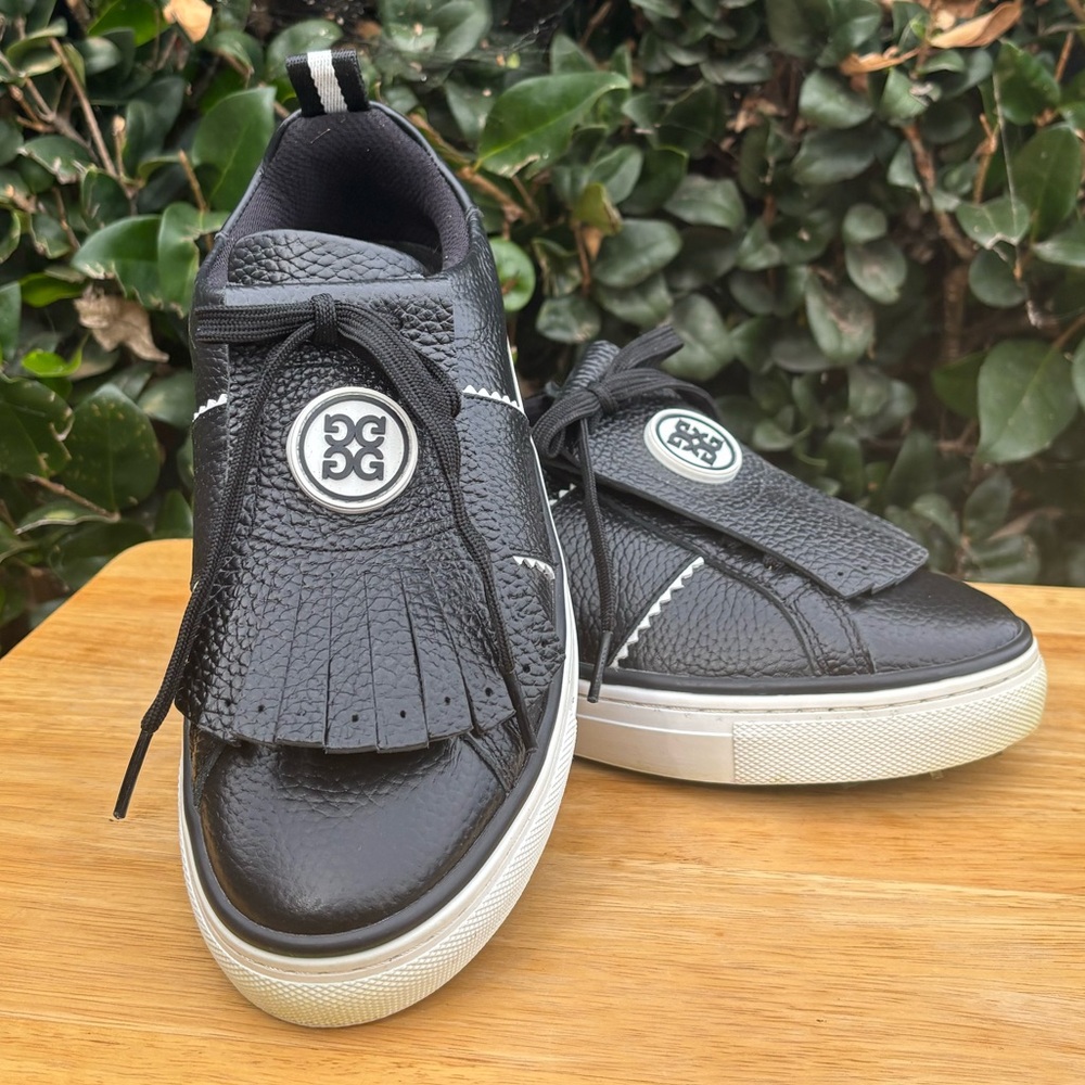 G/FORE Black and White Kiltie Sneakers with Fringe Women’s